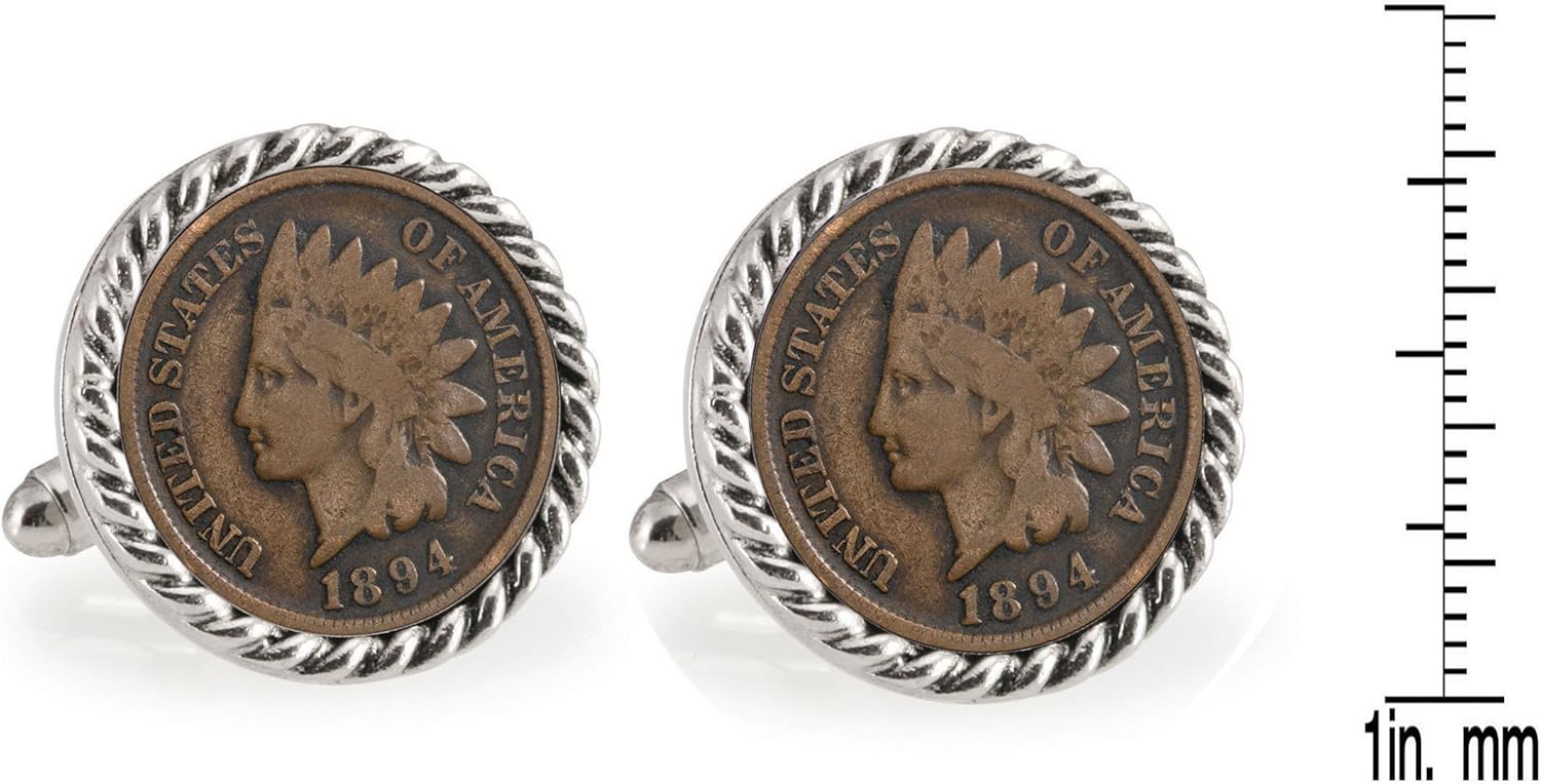 Indian Head Penny Rope Bezel Coin Cuff Links | United States Coins | Men's Cufflinks | Over 100 Years Old