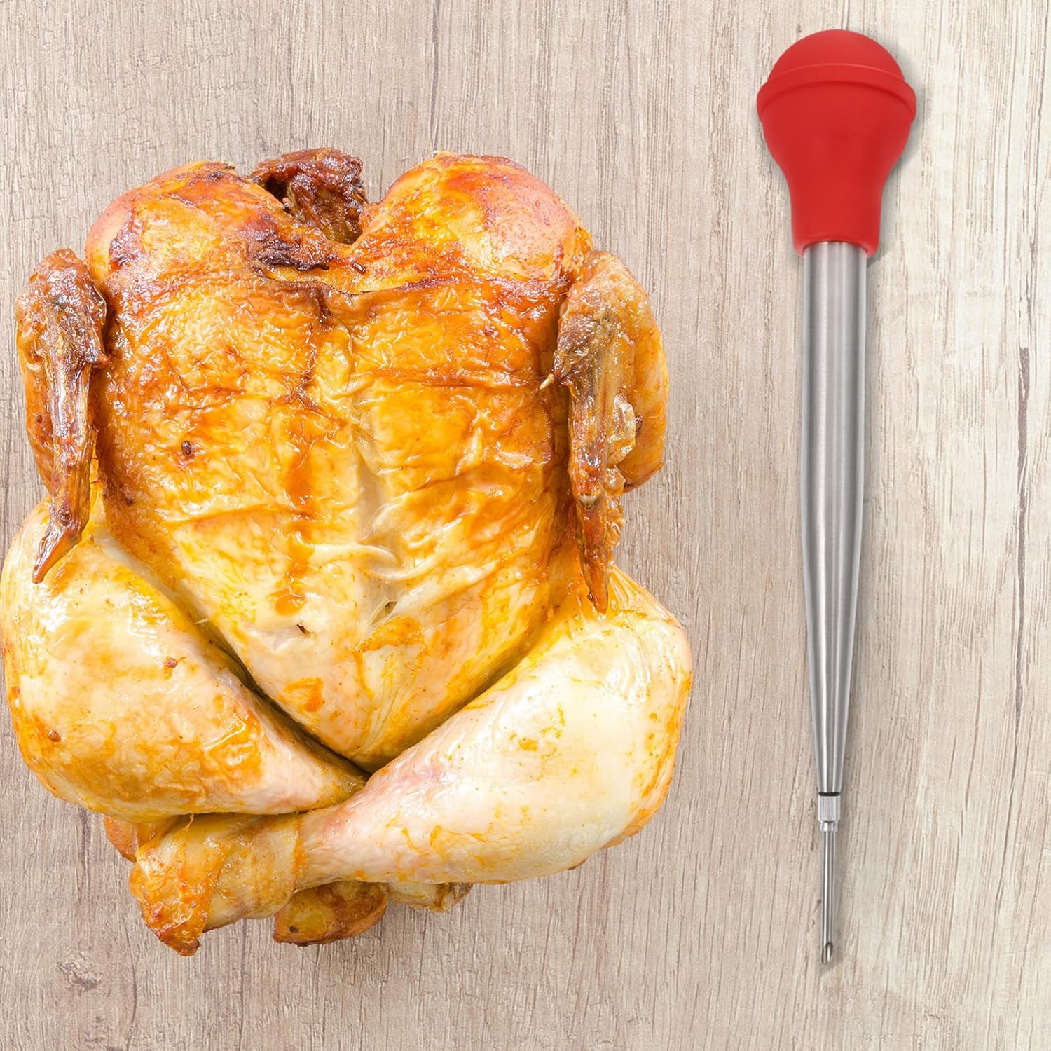 Garneck 1Set Bbq Turkey Sauce Injector Meat Injector with Pump Head Cleaning Brush for Flavoring Turkey Pork Beef Fish Enhances