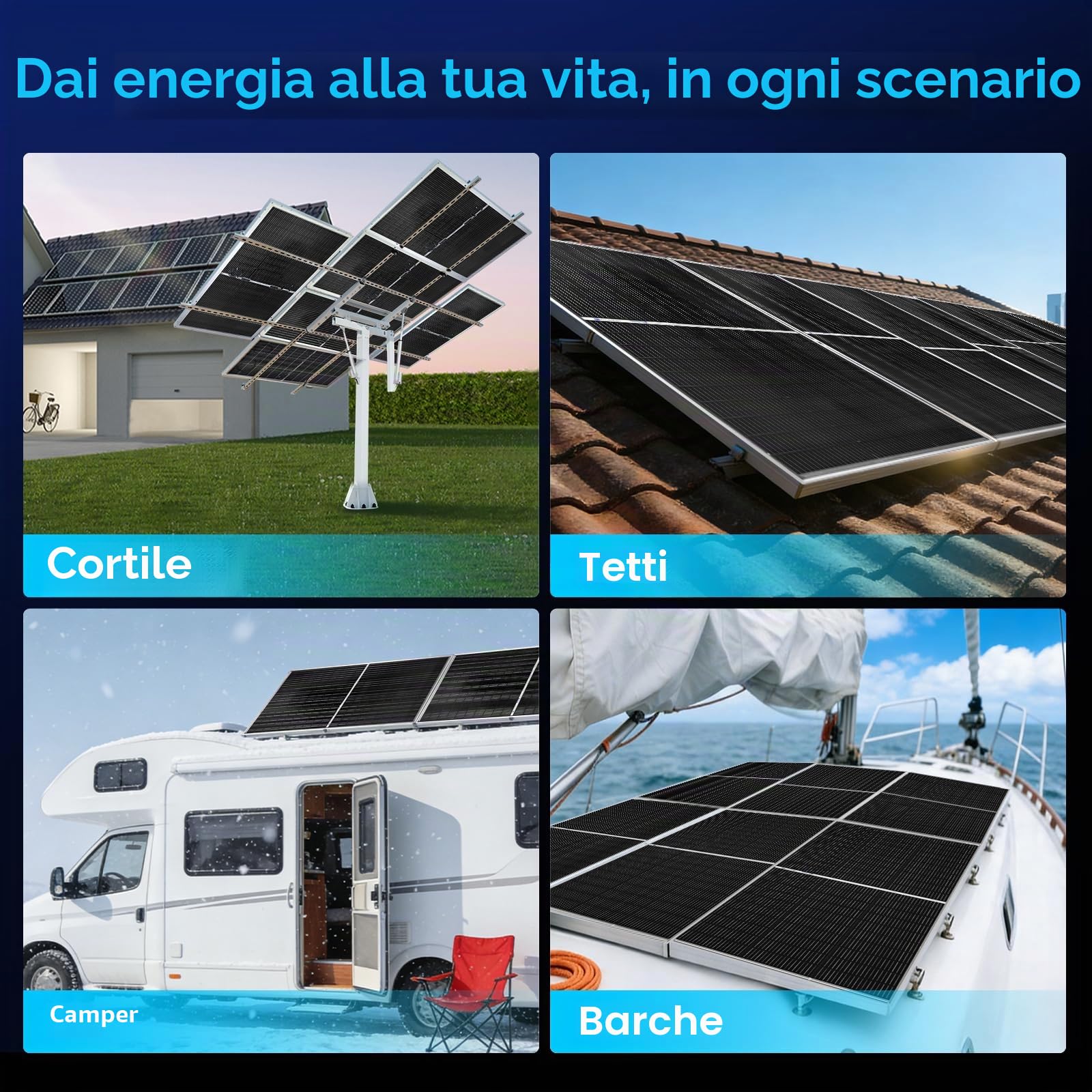 ECO-WORTHY - Pannello solare bifaziale da 400W, 2 pezzi, 195 Watt, 12 Volt, modulo pannello solare monocristallino per alimentazione indipendente, per casa, campeggio, barca, capanno, fattoria, camper