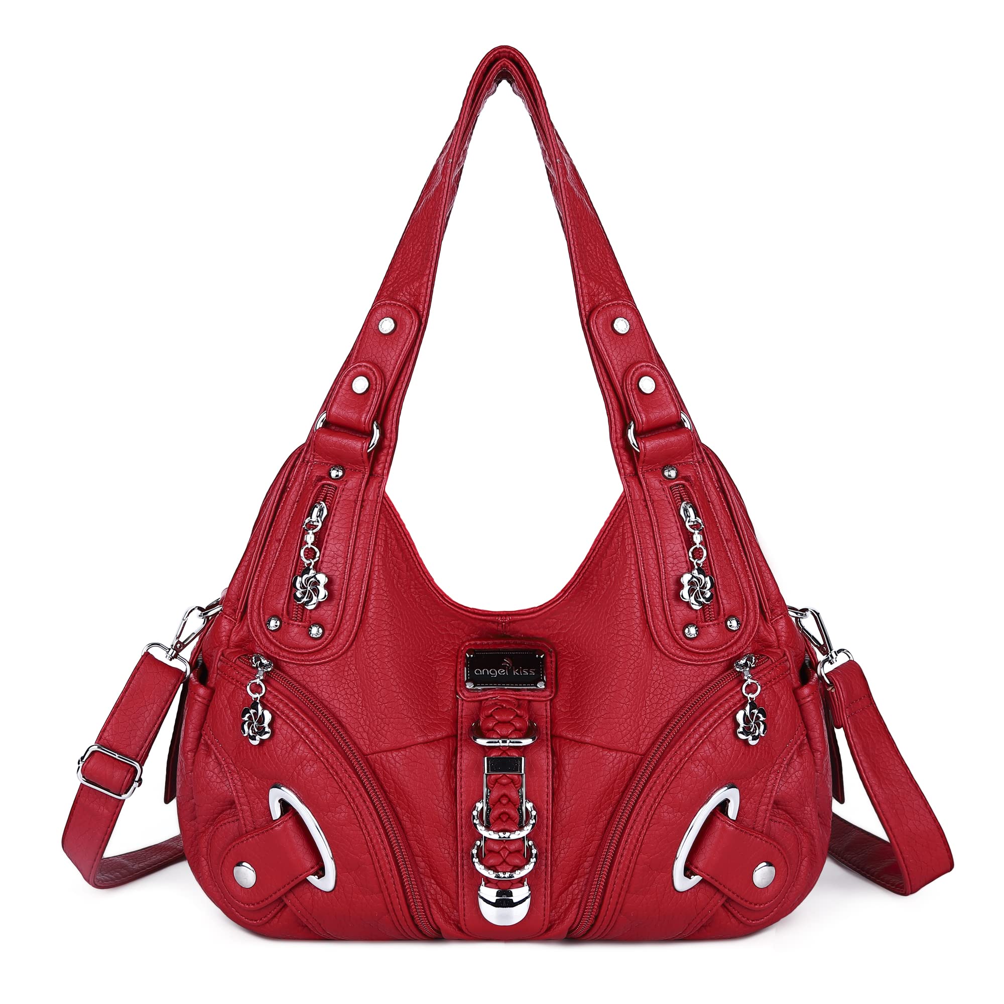 Angel Kiss Hobo Purses and handbags for Women Satchel Handbag Women Purses Large Daily Shoulder Bags, Red, L