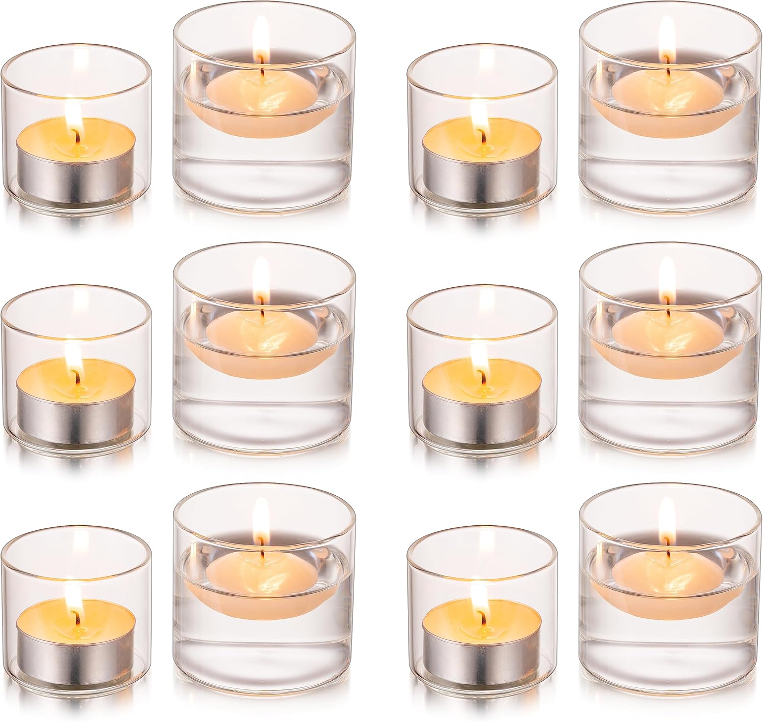 Glasseam Glass Tea Light Candle Holders, Cylinder Small Candle Holder