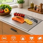 Stainless Steel Cutting Boards for Kitchen, 304 Stainless Lipped Chopping Board, Non-Slip Metal Cutting Board for Meat, Fruits, Vegetables, and Baking Food Grade Cutting Plate (15.7 X 11.8 Inch)