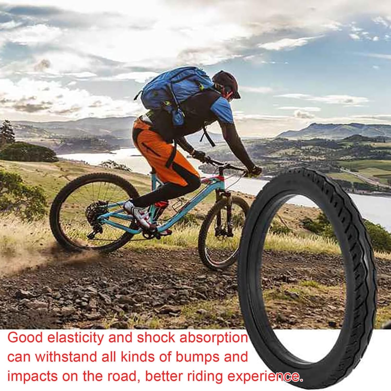 Solid Bicycle Tires,Anti Stab Tubeless Tyre Free of Inflation Bike Tire,Mountain Bicycle Bike Tires Standby,Black Rubber Non-Tires 2PCS(26X1.95, Black)