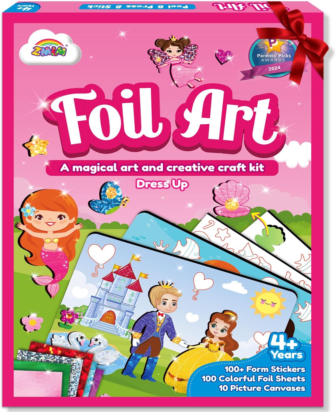ZMLM Foil Art Kit for Kids - Arts Crafts Fun Mess Free Activity, Gifts for Ages 4 5 6 7 8 9 Girls Boys, Crafts for Kids Creative Birthday Easter Basket Stuffers Gifts Toys (Dress Up)