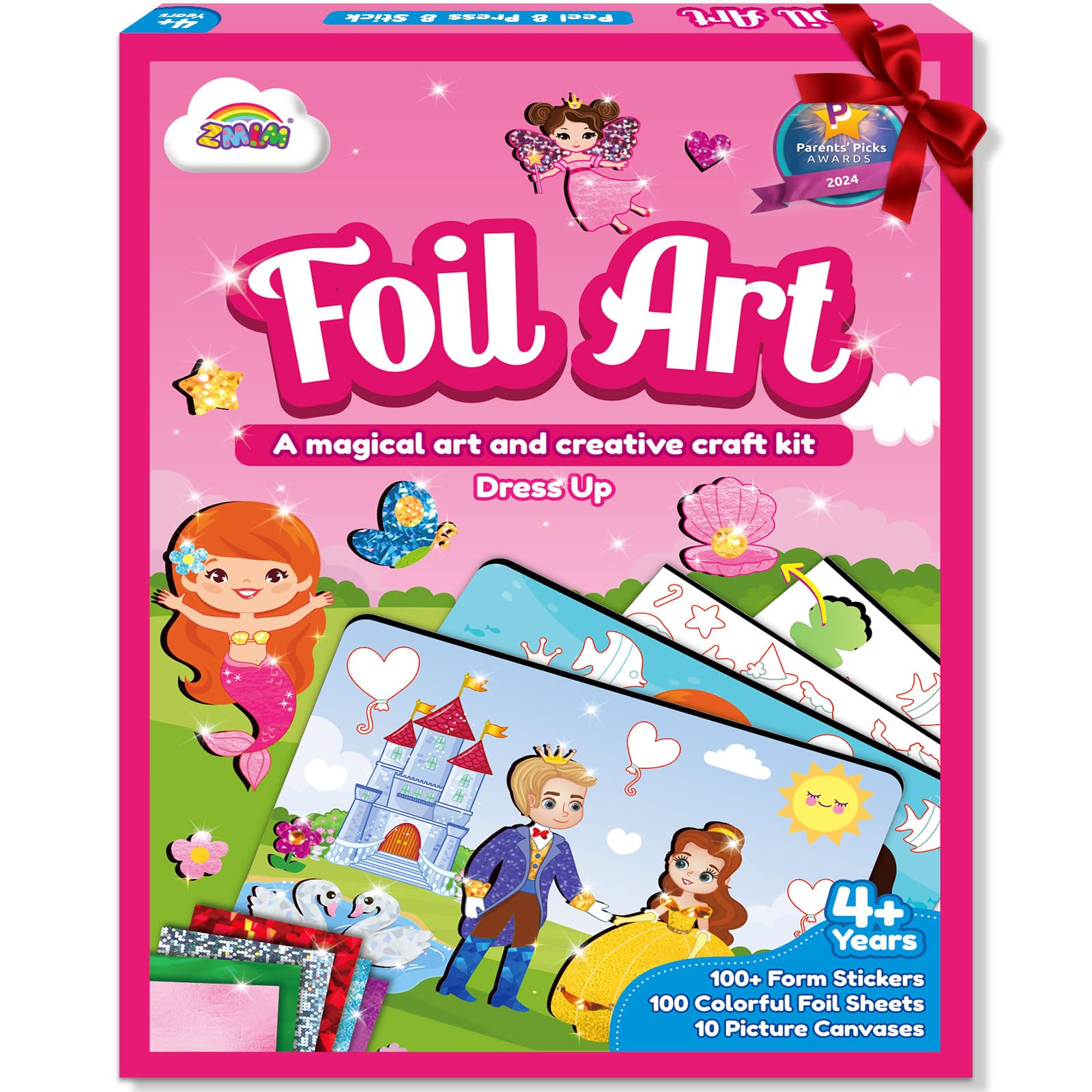 ZMLM Foil Art Kit for Kids - Arts Crafts Fun Mess Free Activity, Gifts for Ages 4 5 6 7 8 9 Girls Boys, Crafts for Kids Creative Birthday Easter Basket Stuffers Gifts Toys (Dress Up)