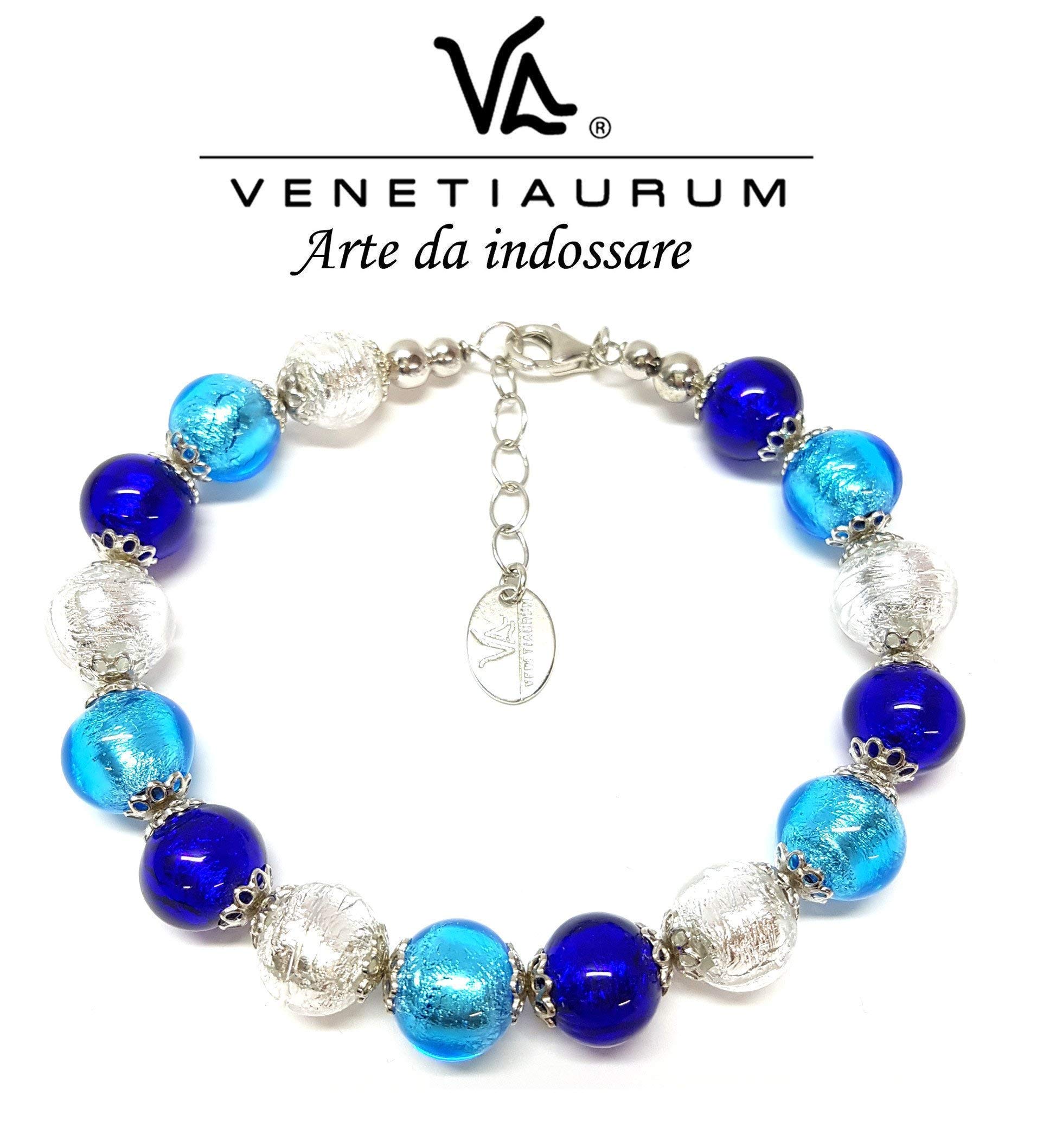 Venetiaurum - Bracciale per Donna Con Sfere In Vetro Originale Di Murano E Argento 925 - Gioiello Made In Italy Certificato