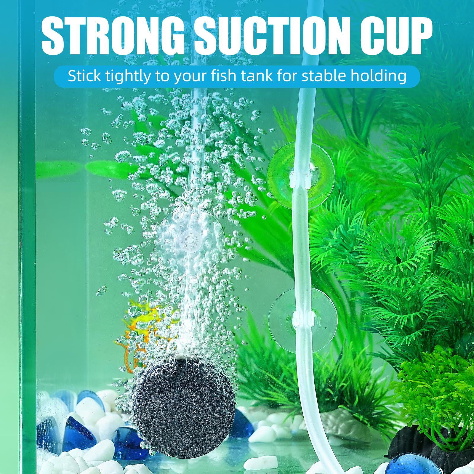 AQUANEAT Ventosas de acuario, para tubería de la línea aérea del tanque de peces, con clips de 1/4" de diámetro, 24pcs (transparente)