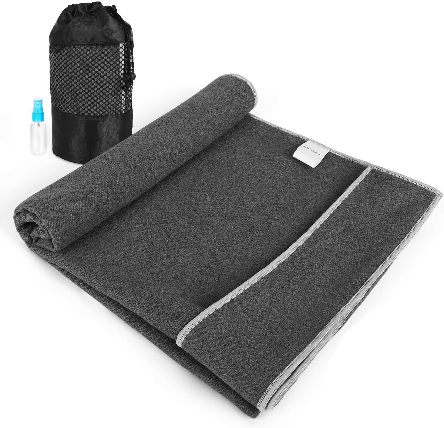 AquiLegend Non Slip Hot Yoga Towel, Corner Pockets Design for Prevent Bunching-Extra Thick,Super Absorbent,Washable| Perfect Microfiber Yoga Mat Towel for Hot Yoga/Bikram/Pilates (Smoke Gray) : Sports & Outdoors