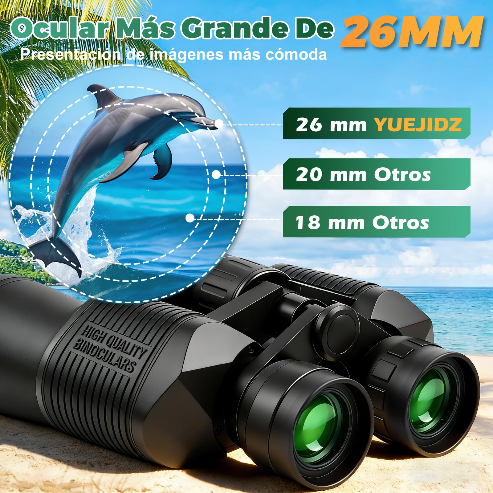 Prismáticos Compactos Profesionales 20 X 50 para Adultos Niño, Binoculares con Campo de Visión Amplio, Óptica FMC,Adaptador,Binoculars Ligero para Observación de Aves Acampada Caza Ópera Conciertos