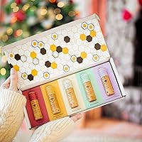 Vista 2 de Bee Bella Paquete de 5 bálsamos labiales variados, cereza, mango de granada, vainilla, menta y vainilla de lavanda, regalo, cera de abeja orgánica