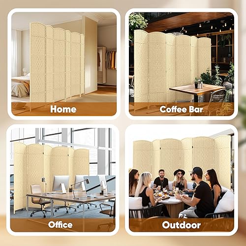 Miniatura 8 de JOSTYLE Pantallas de privacidad plegables extra anchas de 6 pies de alto con doble tejido de diamante y divisores de habitación independientes