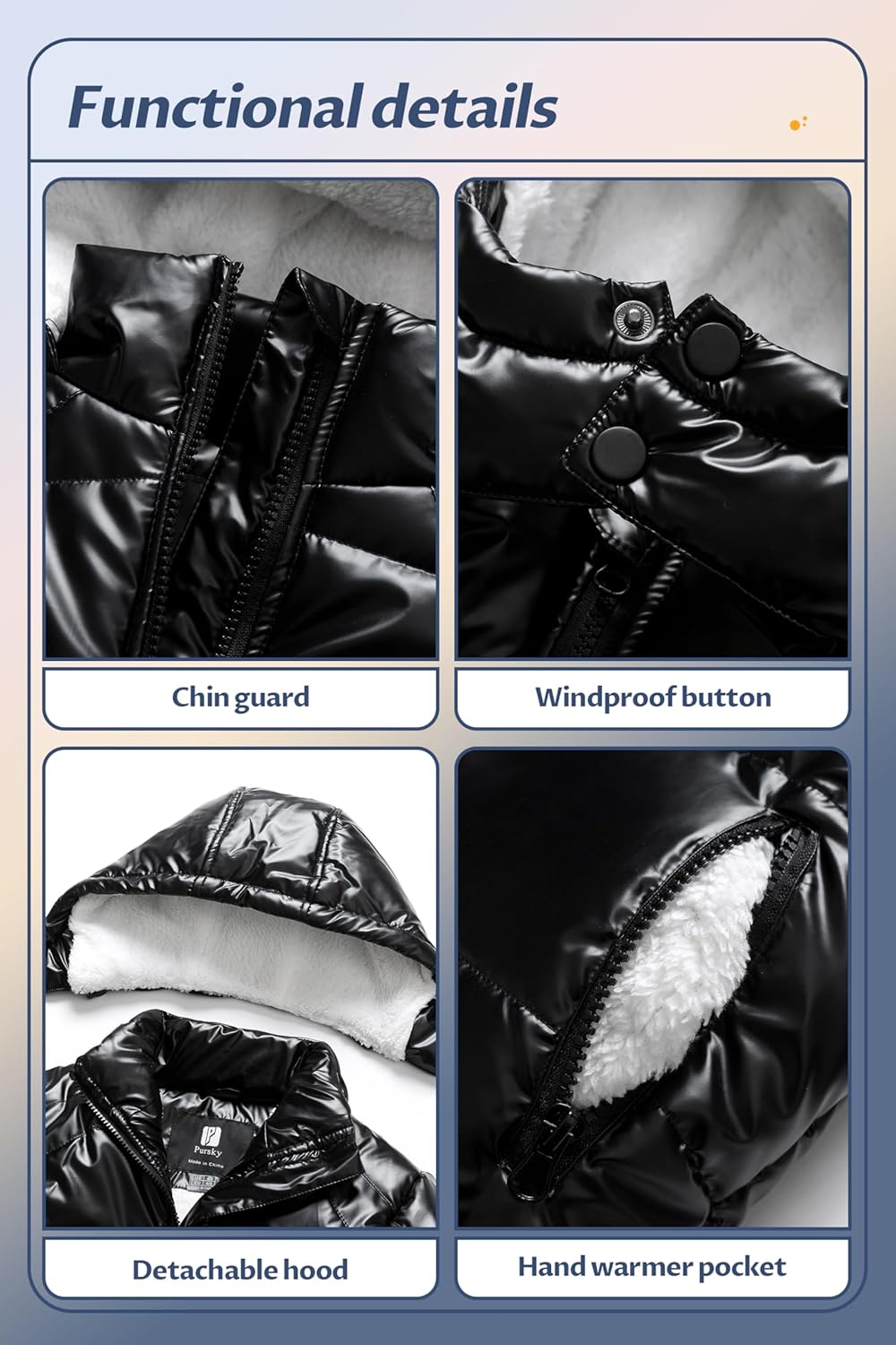 Pursky Boy's Warm Winter Coat Water Resistant Sherpa Outerwear Puffer Jackets With Removable Furry Hood - Image 6