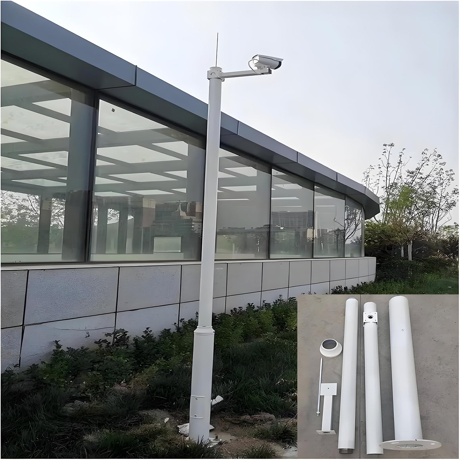 Supporto per telecamera esterna, resistente supporto per telecamera di sicurezza, palo staccabile da 2,5 m, per pannello solare o telecamera di sorveglianza, spessore 0,2 cm, in acciaio
