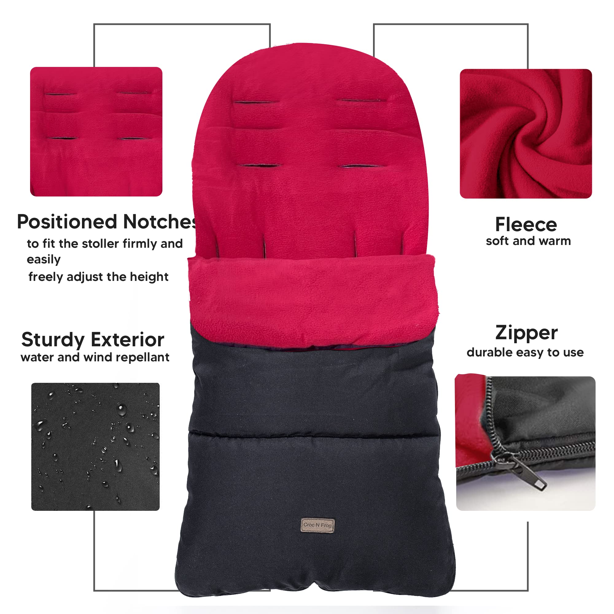 CrocnFrog Universal-Baby-Fußsack mit Wimpelkette – kuschelige Zehen für Kleinkinder, Schlafsack für Kinderwagen, Buggy, Kinderwagen und Kinderwagen, wasser- und winddicht, um das Baby zu schützen