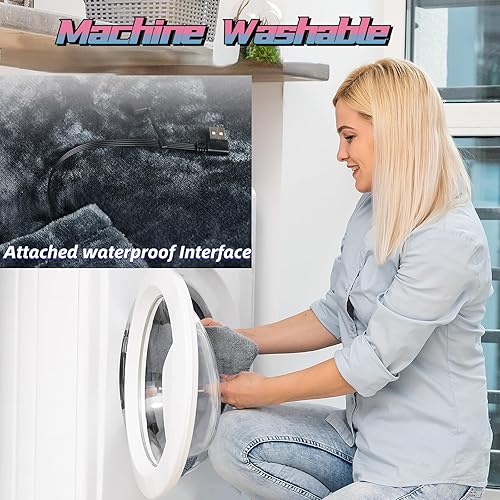 Miniatura 4 de Manta térmica eléctrica, 35 x 60 pulgadas, ultra suave, acogedora, de calentamiento rápido, con 3 niveles de calefacción y protección contra