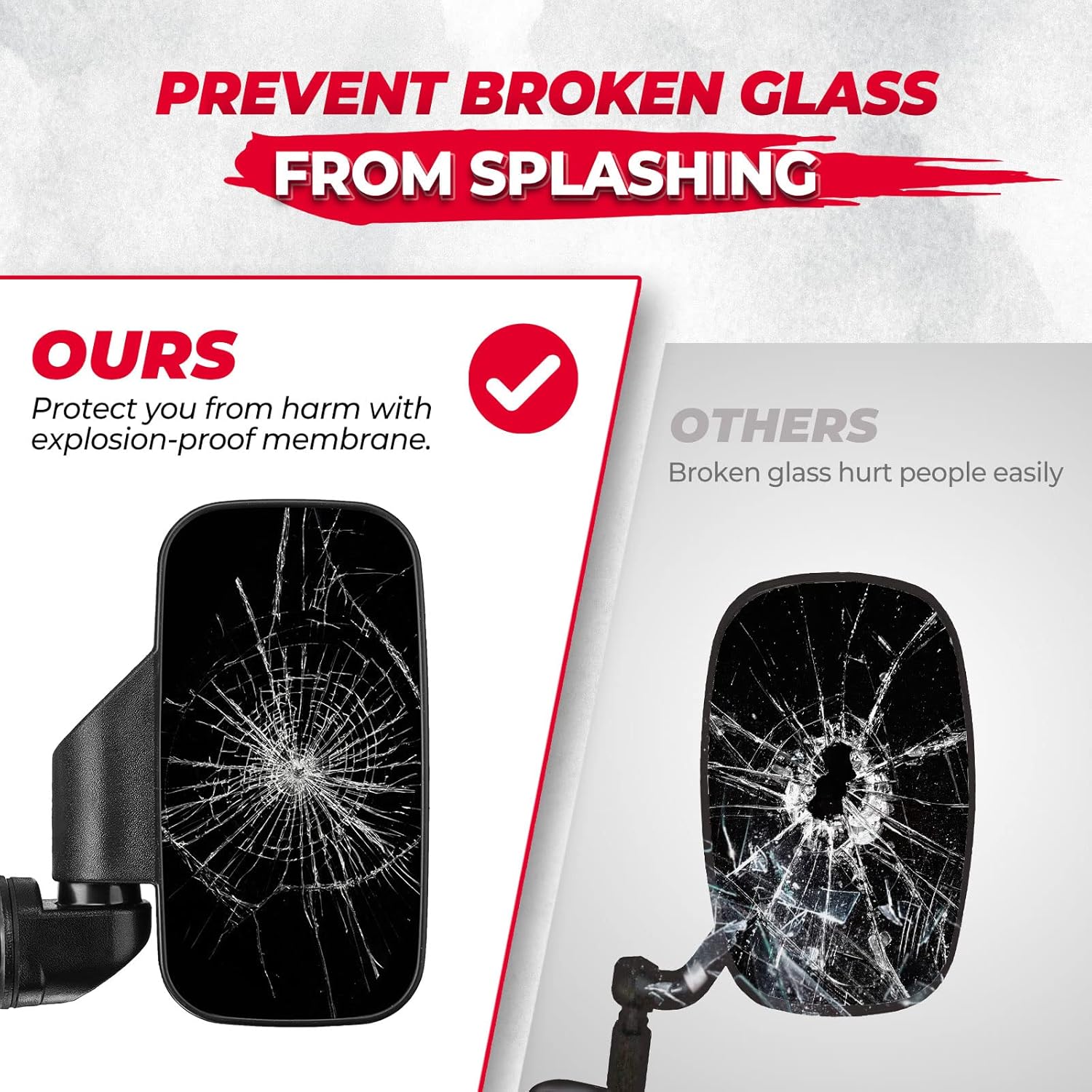 KEMIMOTO UTV Side Mirrors And Center Mirror Set Compatible With Polaris Ranger 500 900 1000 XP Defender w/Pro-Fit Profiled Tube UTV Rearview Mirrors Rear View Mirror Accessories - Image 8