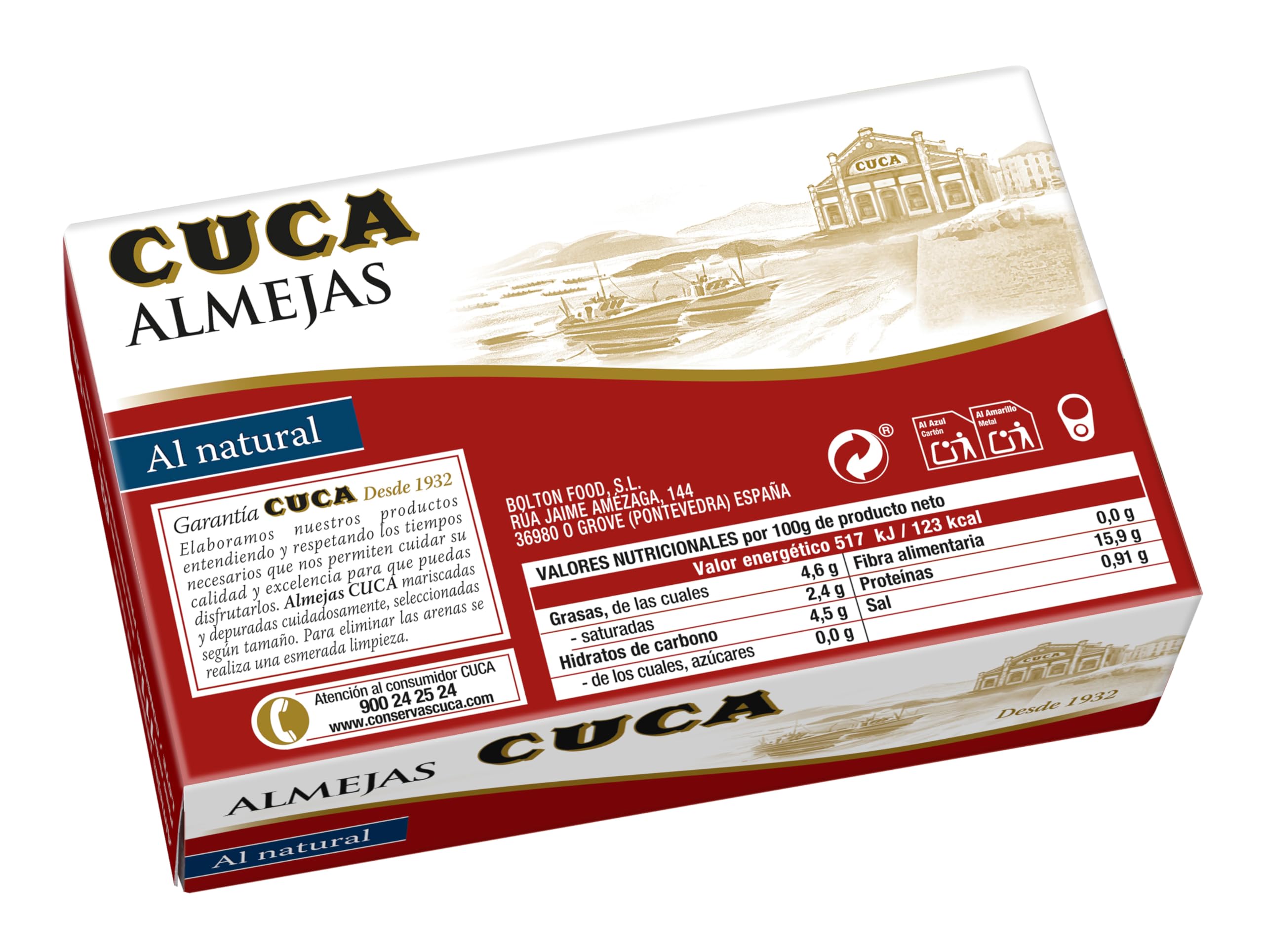 Cuca almejas pequeñas al natural 120 gr Pack de 5 latas