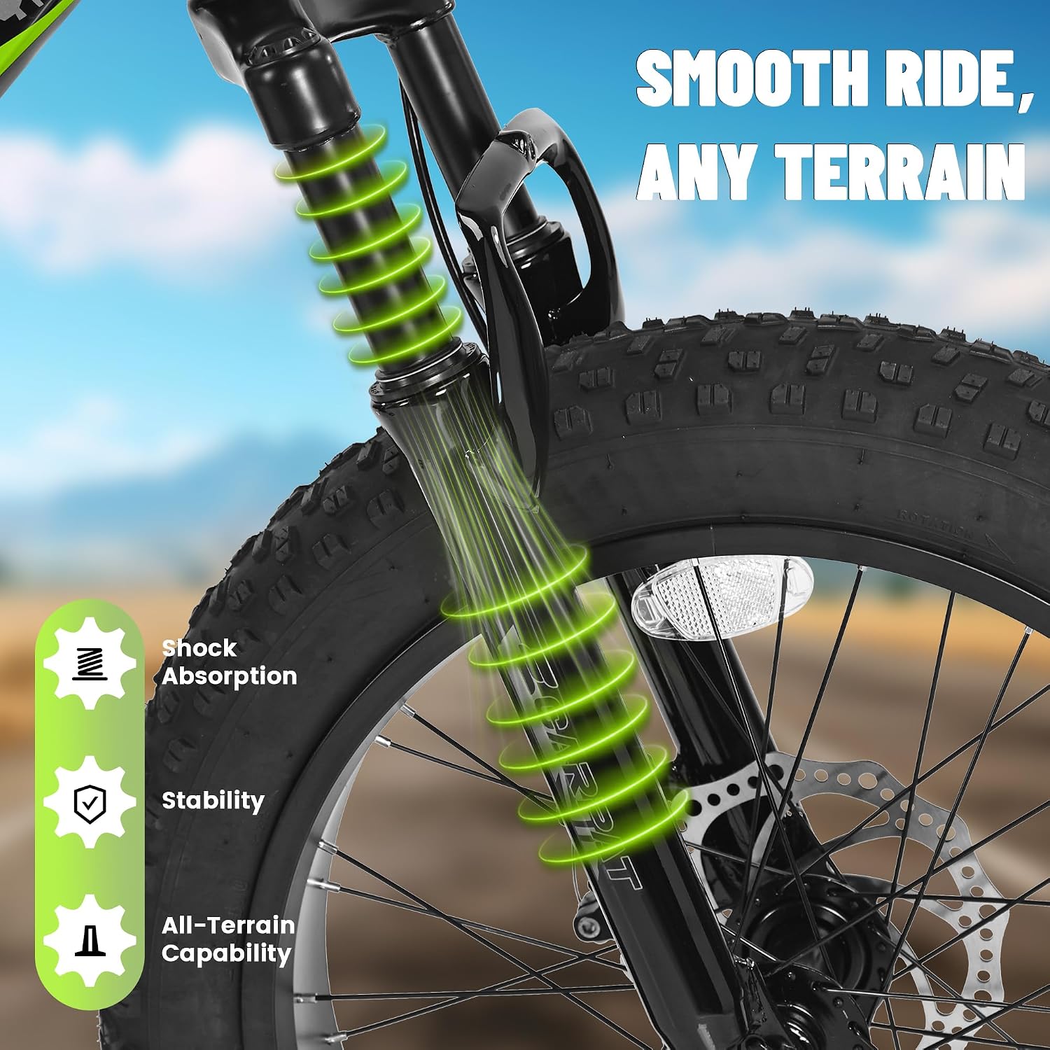 Ecarpat Kids Bike 20 Inch Wheels, 4" Wide Fat Tire Snow Mountain Bike Ages 8-12 Year Old, Steel Frame, 7 Speed Teenager Children Kids' Bicycles