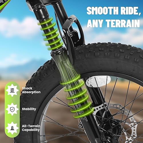 Miniatura 3 de Ecarpat - Bicicletas de montaña con neumáticos gruesos de 202426 pulgadas, 7 velocidades, con frenos de disco mecánicos, suspensión delantera, para