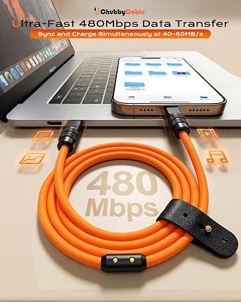 chubbycable 240W USB-C to C Cable Silicone Charging Cord, Green, 6.6FT