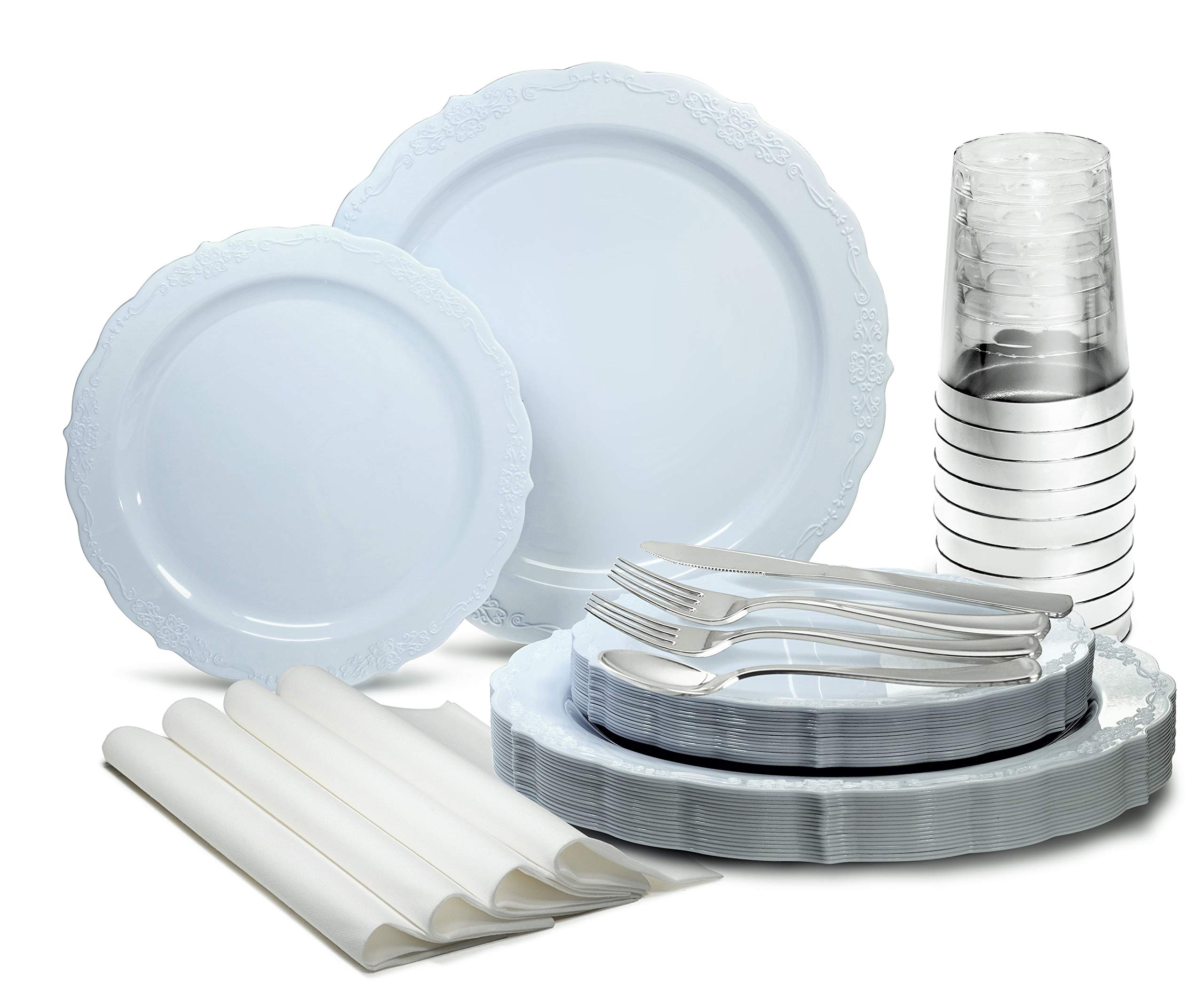 Ivory Disposable Plates Set - 150 Piece -8