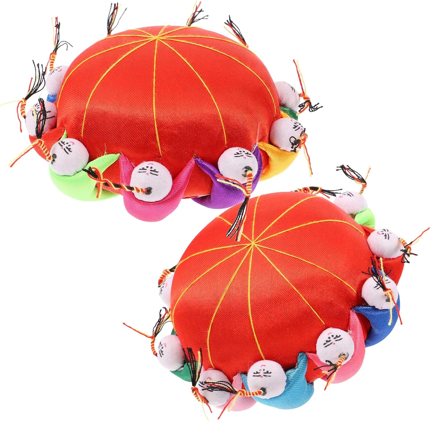 SOESFOUFU Vintage Chinese Style Sewing Pin Cushions 2pcs Red Pincushion Set for Hand Sewing Quilting and Cross Stitch Craft Supplies