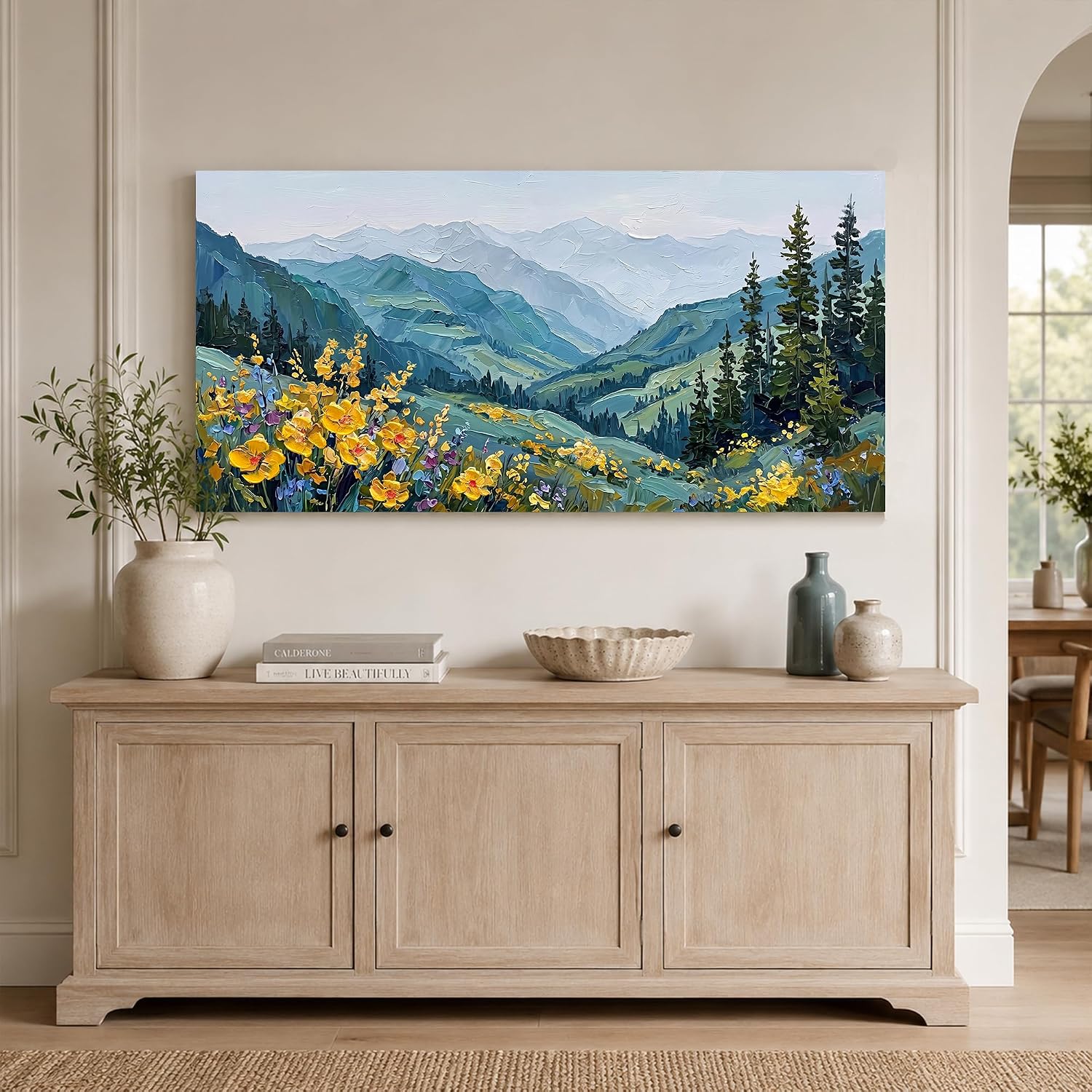 Anolyfi Mountain Landscape Canvas Wall Artfor Bedroom 40"x20"