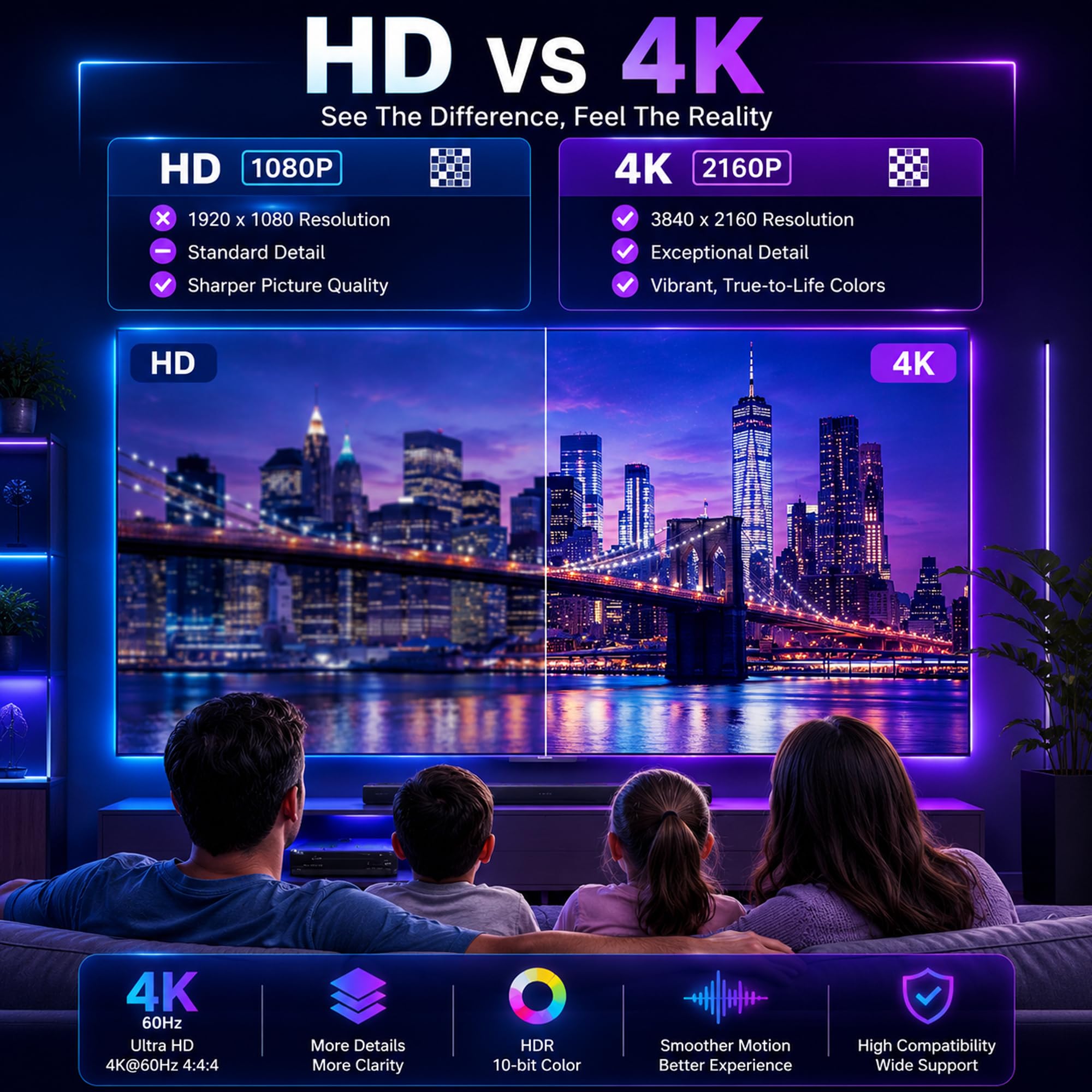 J-Tech Digital JTD18G-H5CH Extracteur audio HDMI 4K 60 Hz + sortie 3,5 mm compatible HDMI 2.0, bande passante 18 Gpb, HDCP 2.2, Dolby Digital/DTS Passthrough CEC, HDR10