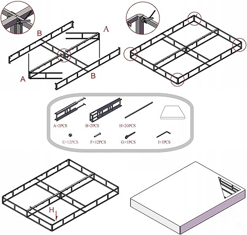 Miniatura 5 de Solo somier de perfil bajo de 5 pulgadas, metal resistente con cubierta de tela, fácil montaje, antideslizante, sin ruido