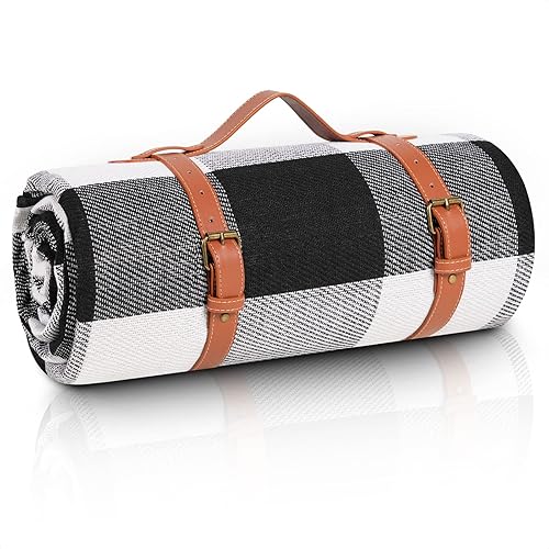 Miniatura 10 de sapsisel Manta de picnic extragrande de 80 x 80 pulgadas, impermeable y plegable, manta de playa de 3 capas para 6 a 8 adultos, para campamento