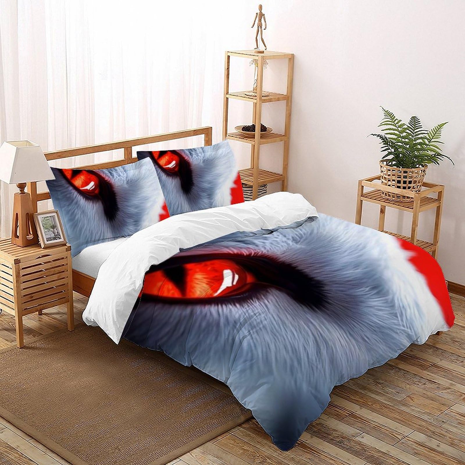 Housse de couette animaux imprimé 3D 260x220cm microfibre Fox's Eye