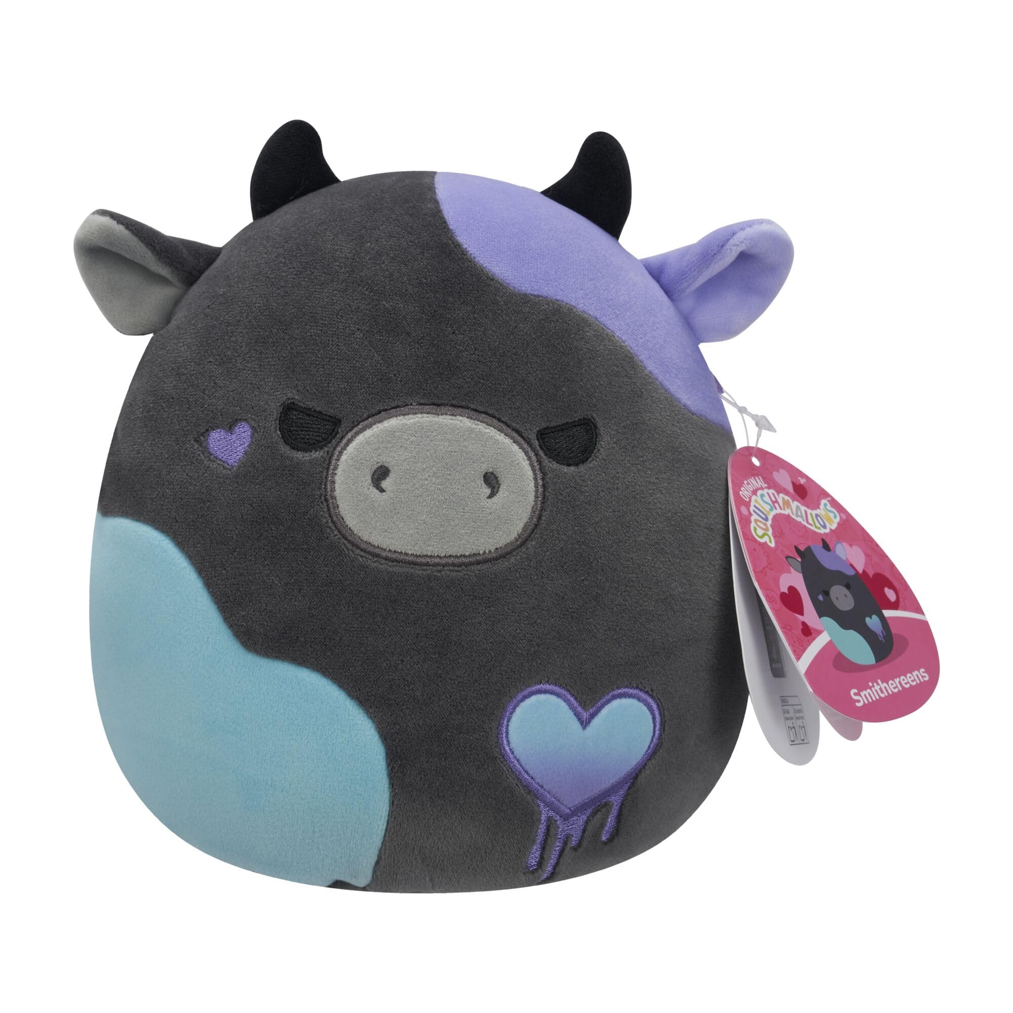 Squishmallows Original 7.5-Inch Smithereens the Charcoal Cow - Valentine's Plush, 7.5 inches - Image 3