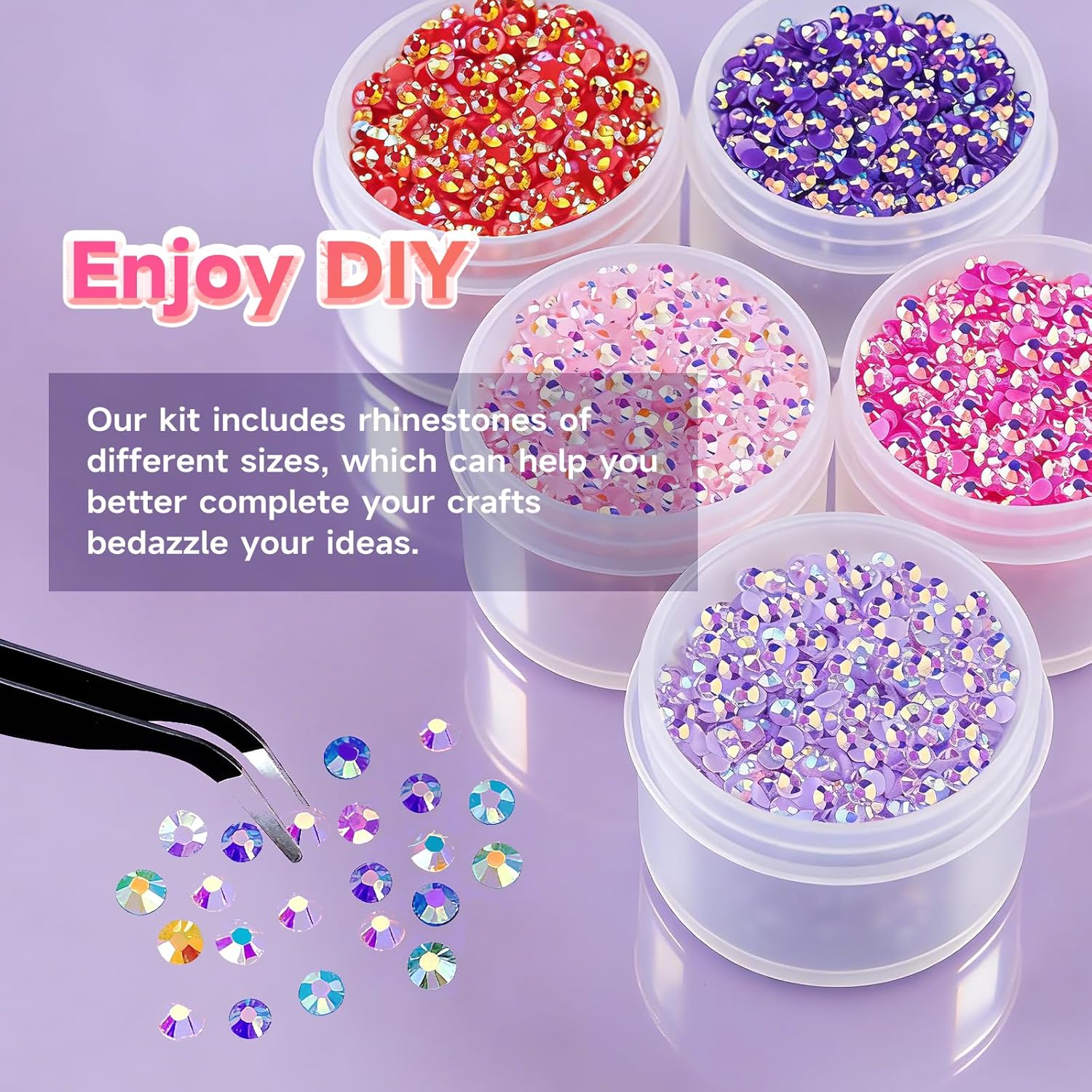 35000 Pcs Resin Jelly Rhinestones Kit, 30 Colors 3mm Flatback Rhinestones with 4 Pcs B7000 Jewelry Glue & Tools, All-in-One Bedazzling Kit for DIY Arts & Crafts Gifts