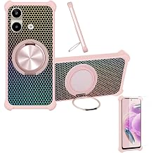 Case Compatible for Lava Storm Lite 5g Lxx517 Phone Case Cover [with 1* Tempered Glass Screen Protector] Hybrid Case[360Ring Support, Magnetic] CX-08-FEN