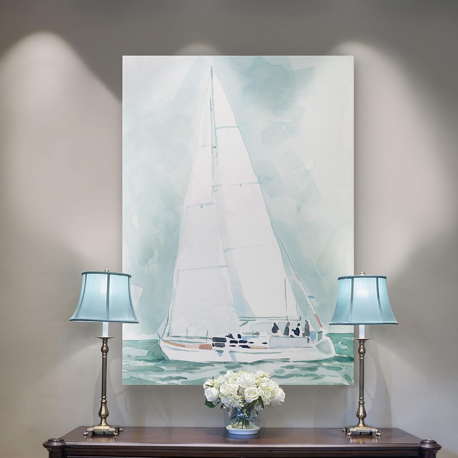 Renditions Gallery Soft Sailboat IV' by Emma Scarvey Gallery Wrapped Canvas Wall Art, 36x48, SOFE