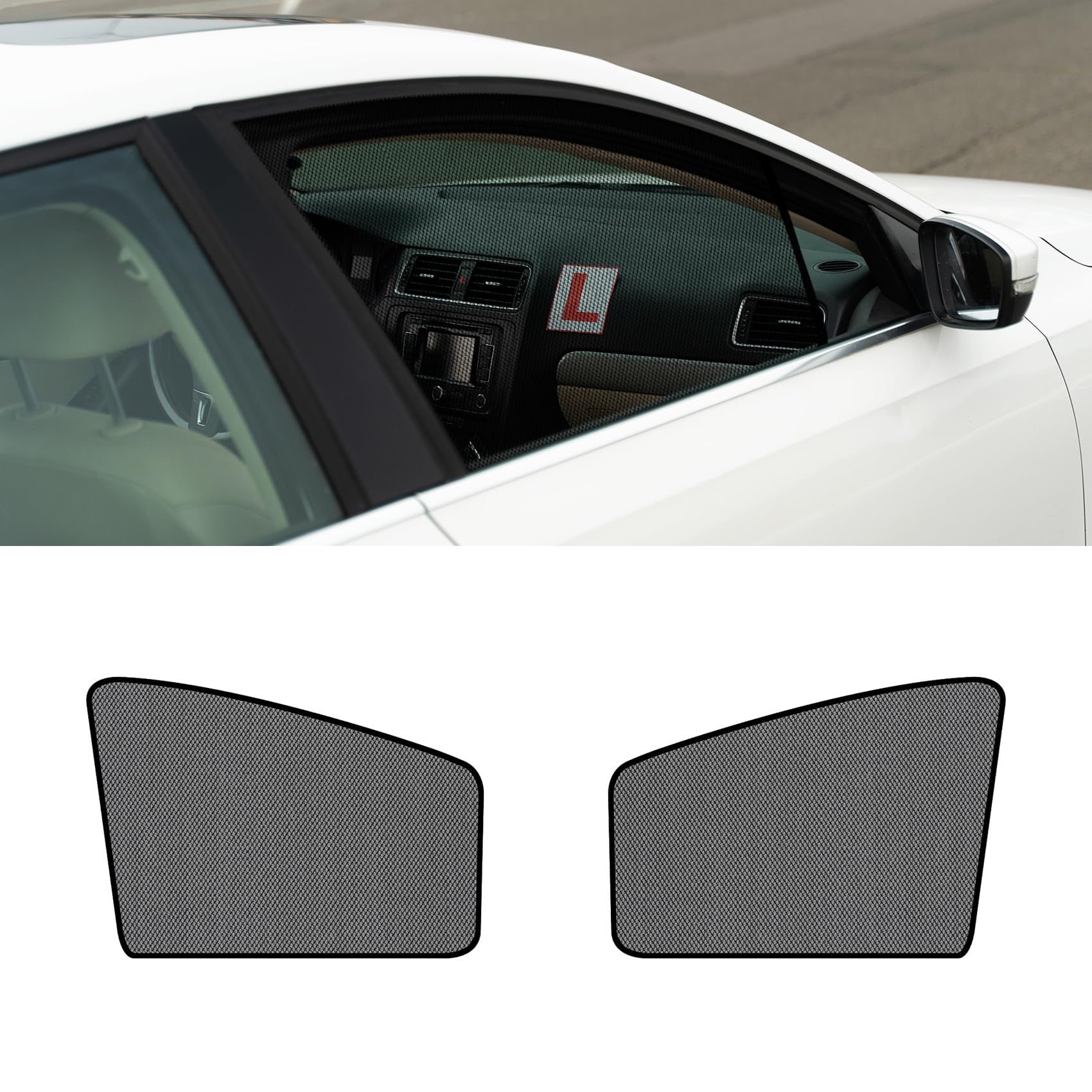 WINUERK Car Side Window Sun Shades, Magnetic Blackout Car Curtains with UV Rays Protection, Universal Auto Priavcy Curtains Breathable Mesh Auto Window Screen Shades for Cars (Black-Front Side)