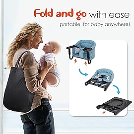 Hook On High Chair - Portable & Foldable for Babies 6-36 Months, Family & Travel Use with Carry Bag(Sky Blue)