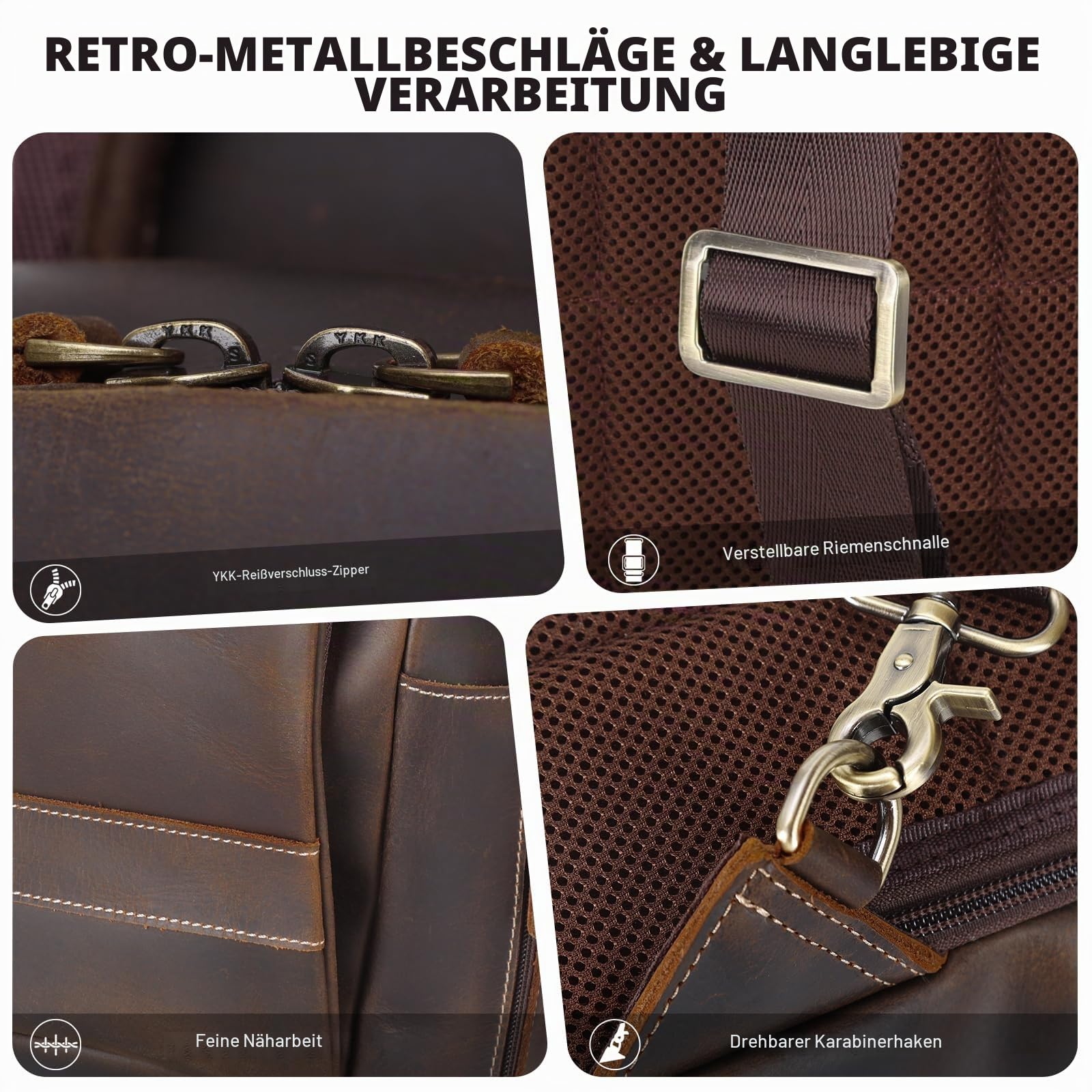 TIDING Brusttasche Herren Klein Leder Crossbody Schultertasche Sling Bag Umhängetasche Anti-Diebstahl Taschen für Outdoor, Camping, Reisen
