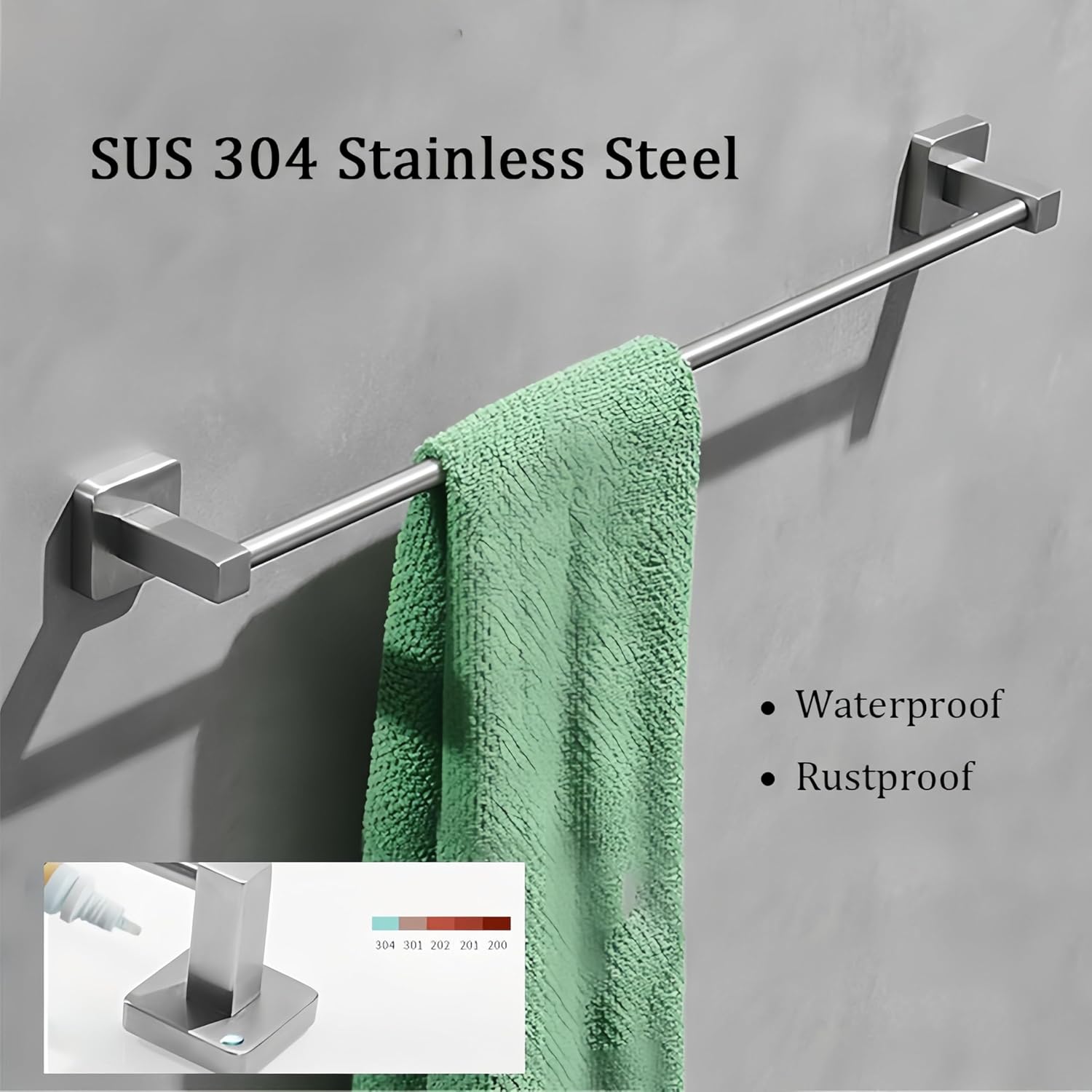 SEIDO 40 Inch Brushed Nickel Towel Bar, Heavy Duty Rust-Proof 304 Stainless Steel Bath Towel Holder, Modern Square Wall Mounted Towel Rack for Bathroom, Kitchen, RV & Hotel