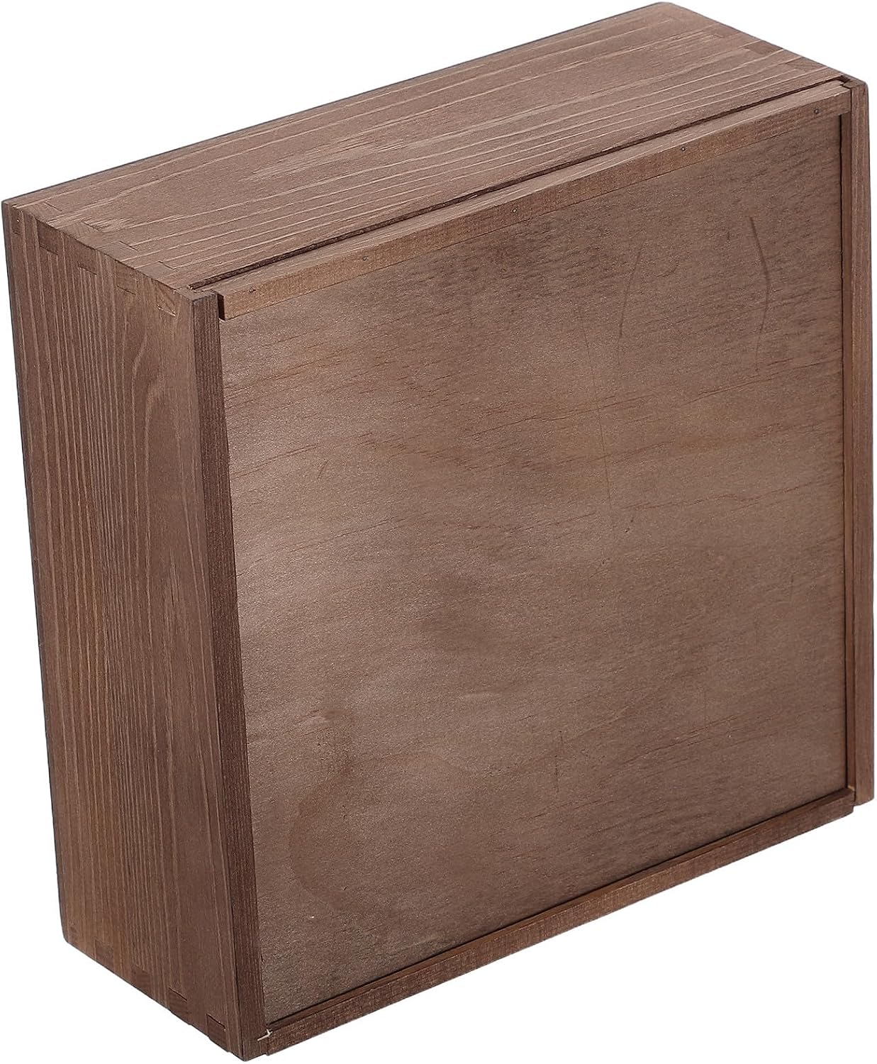 Amosfun Wooden Jewelry Desktop Box with Sliding Lid, Rustic Brown Wood Storage Box for Small Items and Accessories, Sturdy Rectangular Organizer for Workspace or Coffee Table Decor