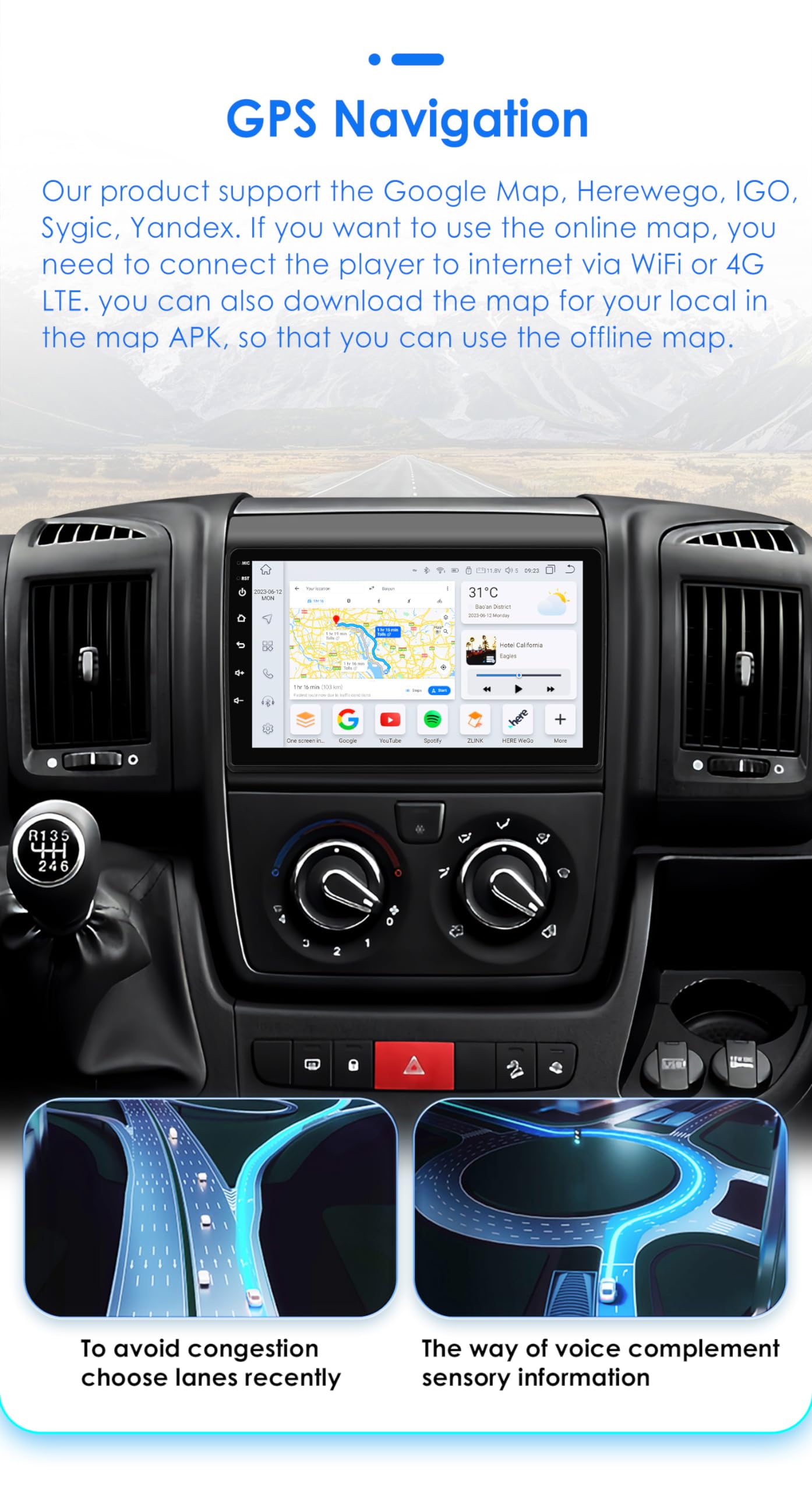 Android 13 Car Radio 9 Pulgadas Pantalla táctil 8 núcleo para Citroën Jumper II/Peugeot Boxer II/Fiat ducato 2006-2022 WiFi Wired Android Car, Wireless carplay Bluetooth WiFi 4G GPS RDS Am/FM