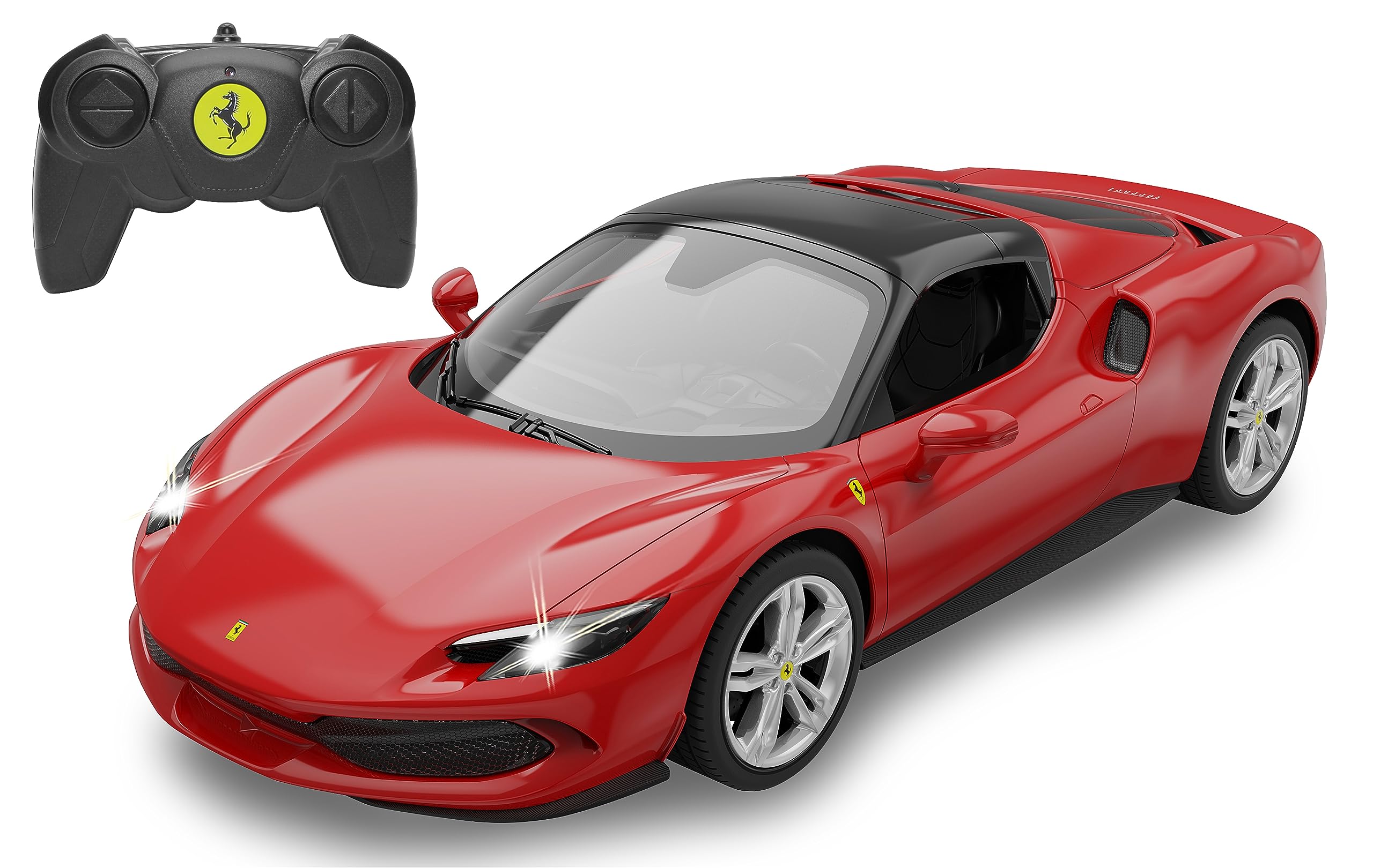 JAMARA Ferrari 296 GTS 1:16 2,4 GHz – przezroczysta szyba przednia, światło LED, samochód RC