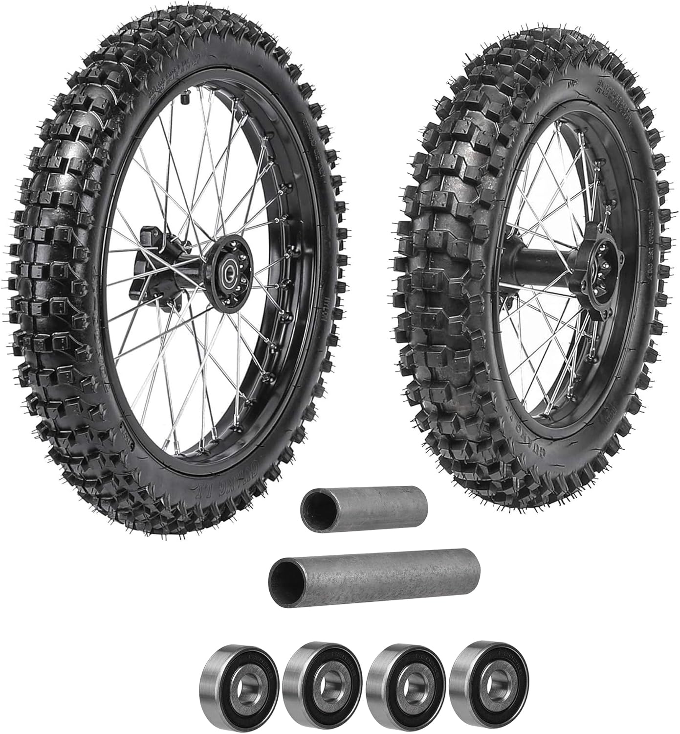 17" Front Dirt Bike Wheel Assembly with 70/100-17 Tire & Inner Tube, 1.6x17 Rim with 12mm Bearing, Fits 110cc 125cc 140cc 150cc 160cc Pit Bike Apollo SSR Taotao Coolster Thumpstar