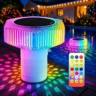 2026 Upgraded 2-in-1 Solar Pool Chlorine Floater with Colorful Lights