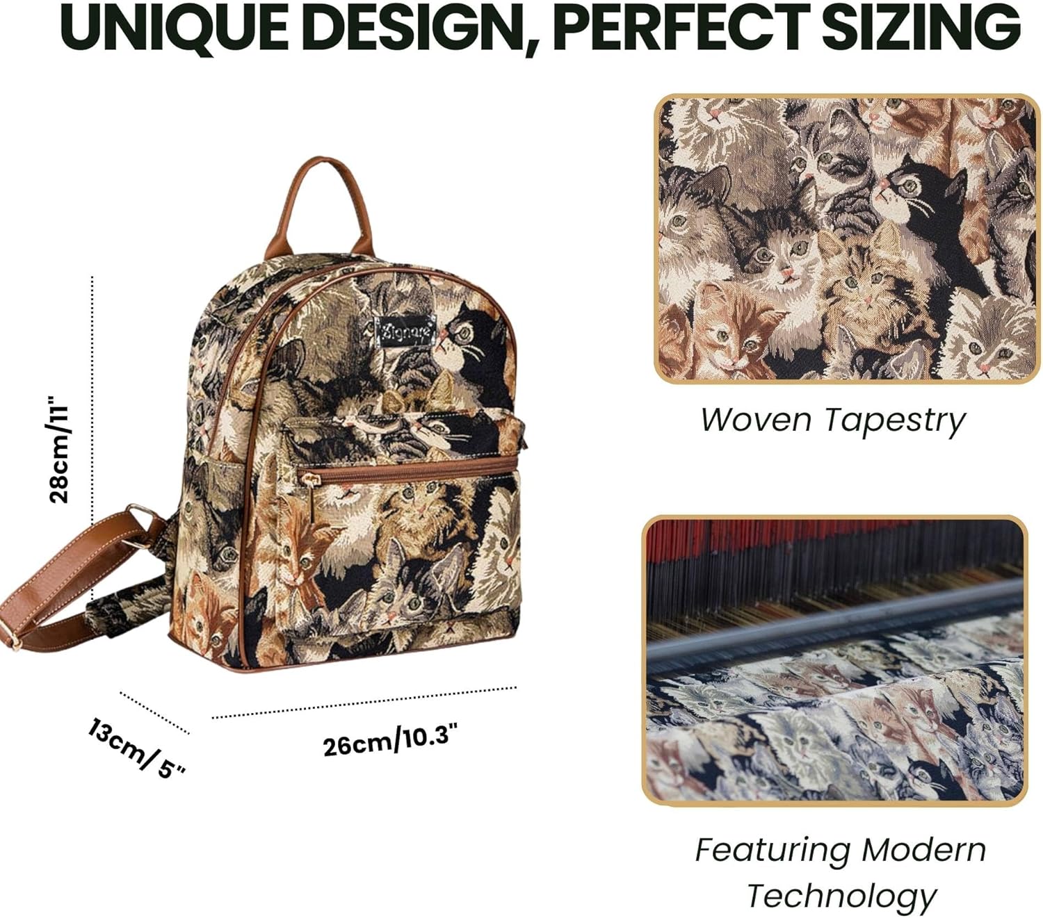 Signare Tapestry Women Backpack Rucksack Casual Daypack With Cats Design (DAPK-CAT)