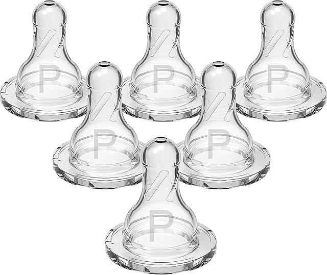 Dr. Browns Natural Flow Preemie Flow Narrow Baby Bottle Silicone Nipple, Slowest Flow, 0m+, 100% Silicone Bottle Nipple, 6 Count(Pack of 1)