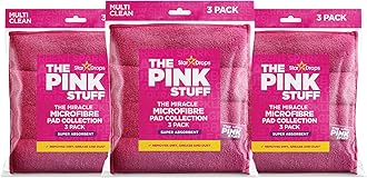 The Pink Stuff Miracle Microfibre Pad Collection – Durable, Dual-Sided Scrubbing & Cleaning Pads for Tough Stains and Everyday Messes (9-Pack)