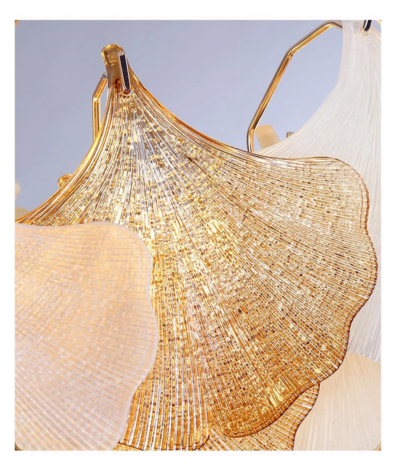 Générique Lustre, LED Art Déco Automne Ginkgo Dimmable Lampes Suspendues Lustre Suspension Luminaire Lampen Éclairage for Salle à manger(Warm,Dia50cm)