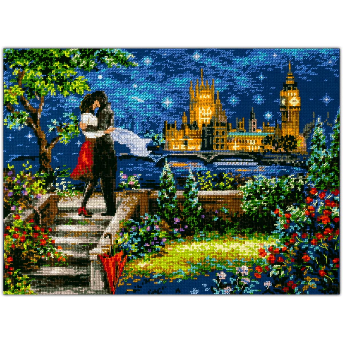 Magic needle 550-767 ZW Rendezvous in London - Kit de punto de cruz con patrón de recuento Zweigart Edition, algodón, multicolor, 40 x 30 cm