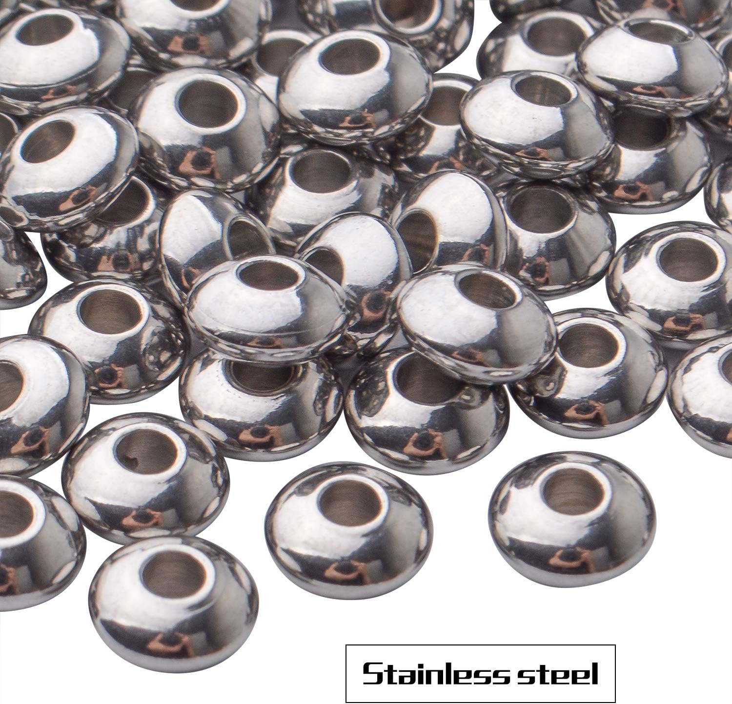 100pcs Stainless Steel Round Spacer Bead Smooth Beads Saucer Spacers Jewelry Spacer Charms for DIY Earring Necklace Bracelet Jewelry Crafts Making - Image 4